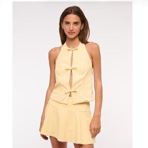 Abercrombie, Bow Tie-Front Halter Top, Sz XS, Butter Yellow